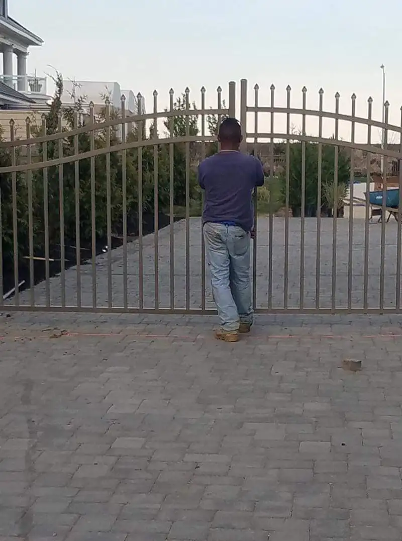 Ornamental metal gate with decorative arch by Fencing By Excellence near Keyport, Monmouth County NJ